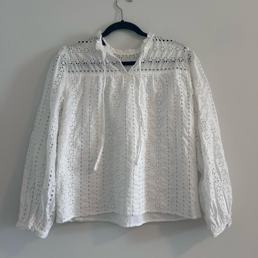 J. Crew White Eyelet Blouse - Picture 4 of 5